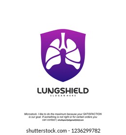 Lungs Shield logo vector, Health lungs logo template, design concept