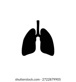 Diseño plano de Vector de icono de silueta de pulmones.