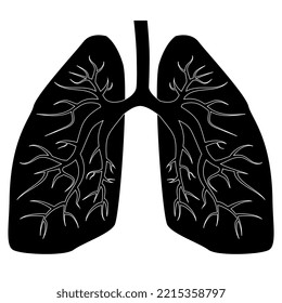 Lungs Silhouette Isolated On White. Vector Design Element.