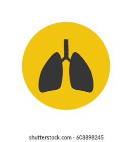 Lungs silhouette on the yellow background. Vector illustration