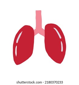 Lungs simple hand drawn vector illustration. Hand drawn human respiratory organ. Health care, diagnosis, pulmonology, smoking topic concept, logo, medical symbol
