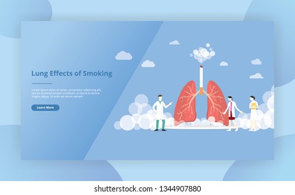 lungs smoke cigarette concept for website template page design - vector