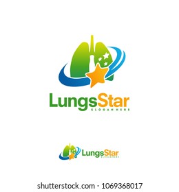 Lungs Star logo designs vector, Health Lungs logo template concept vector