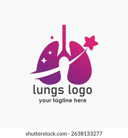 Lungs Star logo designs vector, Health Lungs logo concept vector