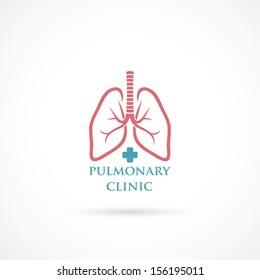 Lungs symbol, clinic label - vector illustration