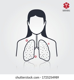 Lungs symbol with covid. Vector illustration