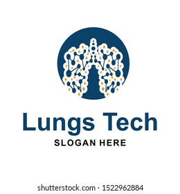 lungs tech, lungs logo modern and tech logo vector