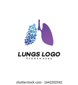 Lungs technology logo design vector, respiratory system logo designs template.