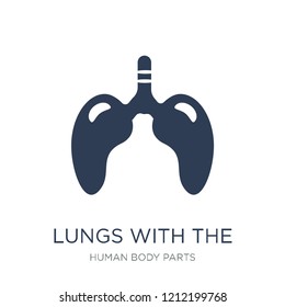 Lungs with the trachea icon. Trendy flat vector Lungs with the trachea icon on white background from Human Body Parts collection, vector illustration can be use for web and mobile, eps10
