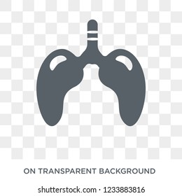 Lungs with the trachea icon. Trendy flat vector Lungs with the trachea icon on transparent background from Human Body Parts collection. 