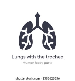 lungs with the trachea outline icon. isolated line vector illustration from human body parts collection. editable thin stroke lungs with the trachea icon on white background