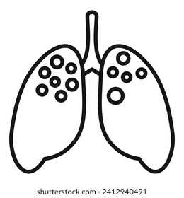 Vector de contorno de icono de trasplante de pulmones. Órgano humano anatómico. Futuro móvil