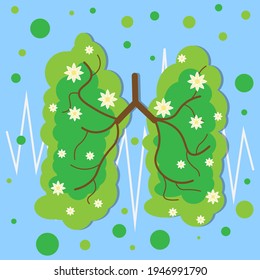 Árbol de pulmones con ilustración de flores