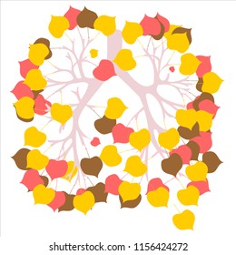Lungs tree with orange leaves