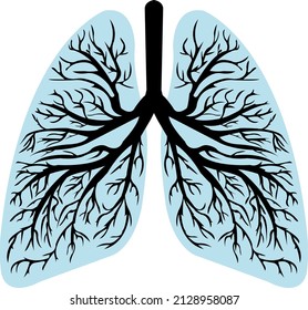 Lungs Vector Art With Tree Roots Like Structures Blue Coloured Lung Tissue