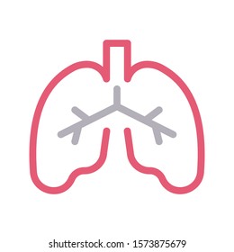 lungs vector color line icon 