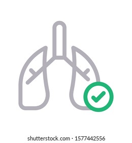 lungs vector color line icon 