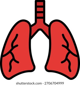Diseño de Vector de pulmones en estilo moderno, complicación del VIH y concepto de conciencia de salud respiratoria, ilustración médica. Icono de línea llena