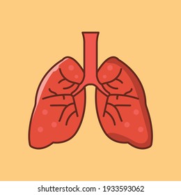lungs vector flat color icon