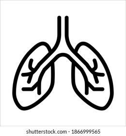 Lungs Vector Icon Design Template on white background. color editable