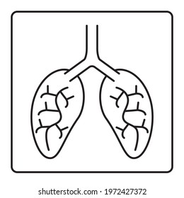 Лёгкое векторная иконка. Lungs vector icon with frame on white background.