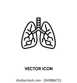 Icono del vector de pulmones. Ilustración vectorial plana moderna y simple para sitio web o aplicación móvil.Símbolo de órgano interno humano, ilustración de logotipo. Gráficos vectoriales perfectos para píxeles