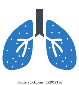 Lungs vector icon. Style is bicolor flat symbol, smooth blue colors, rounded angles, white background.