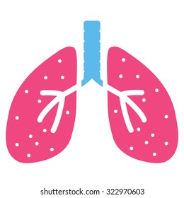 Lungs vector icon. Style is bicolor flat symbol, pink and blue colors, rounded angles, white background.