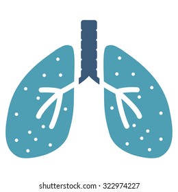 Lungs vector icon. Style is bicolor flat symbol, cyan and blue colors, rounded angles, white background.