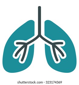 Lungs vector icon. Style is bicolor flat symbol, soft blue colors, rounded angles, white background.