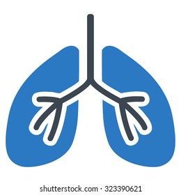 Lungs vector icon. Style is bicolor flat symbol, smooth blue colors, rounded angles, white background.