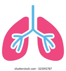 Lungs vector icon. Style is bicolor flat symbol, pink and blue colors, rounded angles, white background.