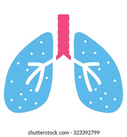 Lungs vector icon. Style is bicolor flat symbol, pink and blue colors, rounded angles, white background.