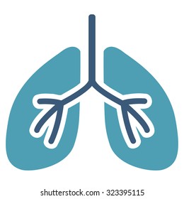 Lungs vector icon. Style is bicolor flat symbol, cyan and blue colors, rounded angles, white background.