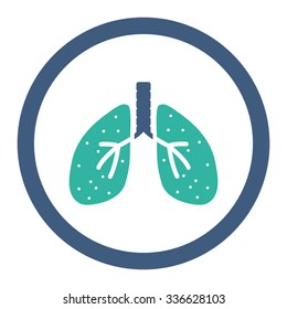 Lungs vector icon. Style is bicolor flat rounded symbol, cobalt and cyan colors, rounded angles, white background.