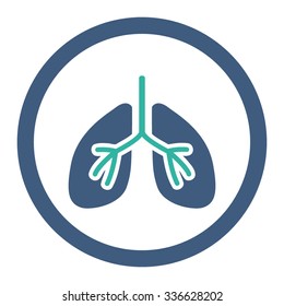 Lungs vector icon. Style is bicolor flat rounded symbol, cobalt and cyan colors, rounded angles, white background.