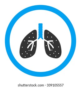 Lungs vector icon. Style is bicolor flat rounded symbol, blue and gray colors, rounded angles, white background.