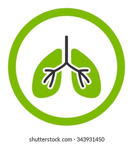 Lungs vector icon. Style is bicolor flat rounded symbol, eco green and gray colors, rounded angles, white background.