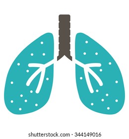 Lungs vector icon. Style is bicolor flat symbol, grey and cyan colors, rounded angles, white background.