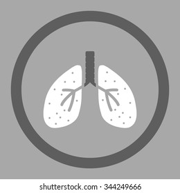 Lungs vector icon. Style is bicolor flat rounded symbol, dark gray and white colors, rounded angles, silver background.