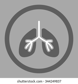Lungs vector icon. Style is bicolor flat rounded symbol, dark gray and white colors, rounded angles, silver background.