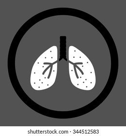 Lungs vector icon. Style is bicolor flat rounded symbol, black and white colors, rounded angles, gray background.