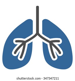 Lungs vector icon. Style is bicolor flat symbol, cobalt and gray colors, rounded angles, white background.