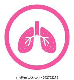 Lungs vector icon. Style is flat rounded symbol, pink color, rounded angles, white background.
