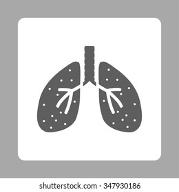 Lungs vector icon. Style is flat rounded square button, dark gray and white colors, silver background.
