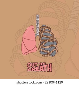 Lungs vector illustration with roped in other lung design which means shortness of breath