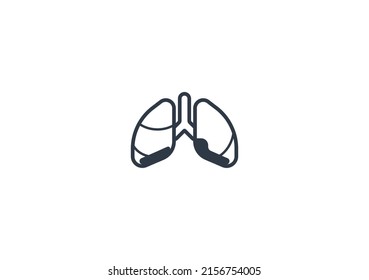 Lungs Vector Isolated Emoticon. Lungs Icon