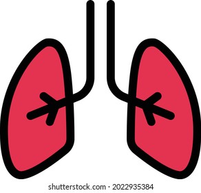 icono de color de la línea del vector de pulmones