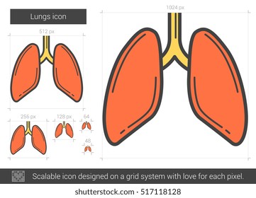 Lungs vector line icon isolated on white background. Lungs line icon for infographic, website or app. Scalable icon designed on a grid system.
