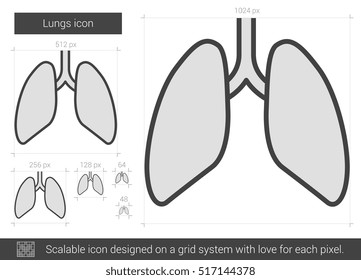 Lungs vector line icon isolated on white background. Lungs line icon for infographic, website or app. Scalable icon designed on a grid system.